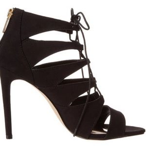 NWB Madden Girl Raceyyy Black Open Toe Lace Up Heel Sandals Size 10 M